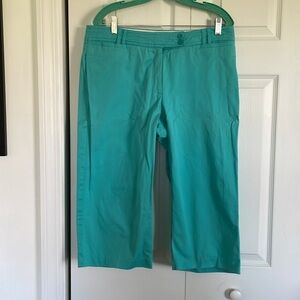 Briggs New York Women’s aqua capris. Sz 14P. Zipper/button with elastic band